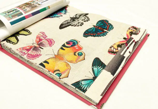 Rewild Papilio Flamingo Papaya Loganberry Fabric Colours I Harlequin