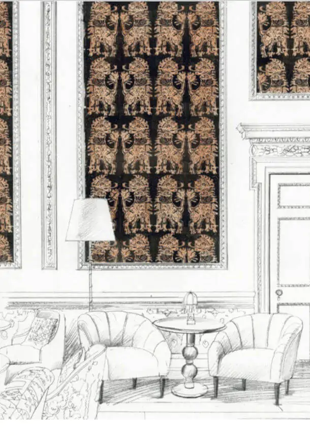 Sicilian Lion Bone Black Copper Wallpaper Palladio Zoffany