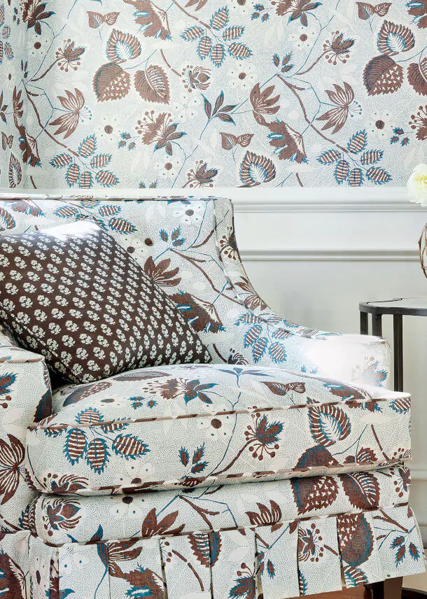 Indienne Hazel Brown and Slate Fabric Antilles Anna French