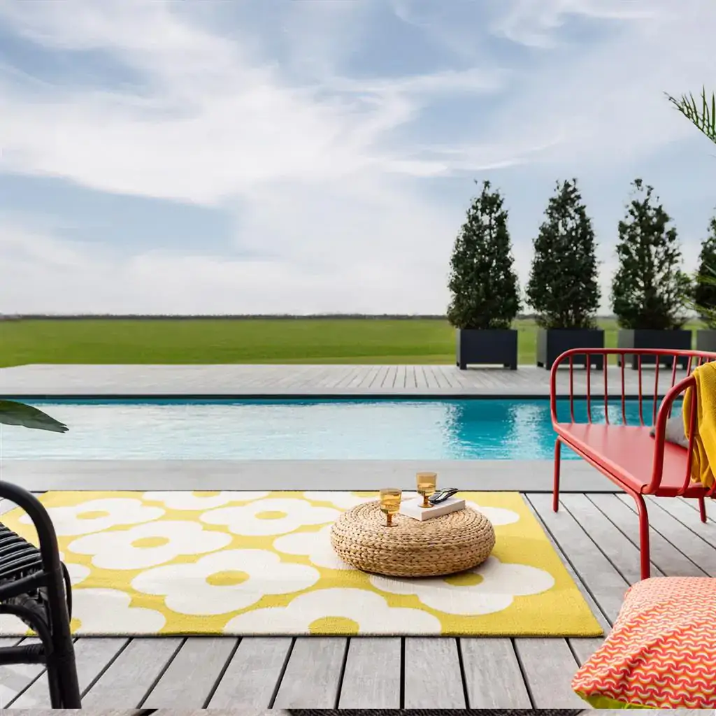 Spot Flower Outdoor Rug in Daffodil by Orla Kiely