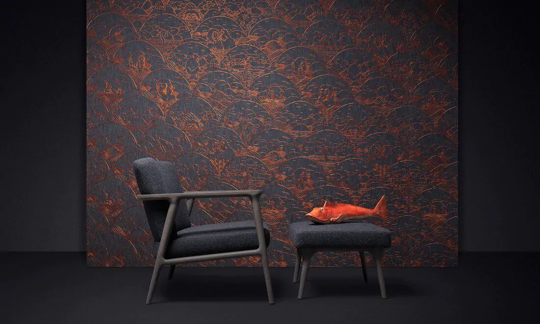 Denim Wallcovering for Teenage Bedroom Indigo Macaque from Arte