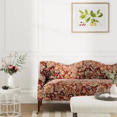 Sanderson Amara Butterfly Fabric in Cinnabar and Ink Black