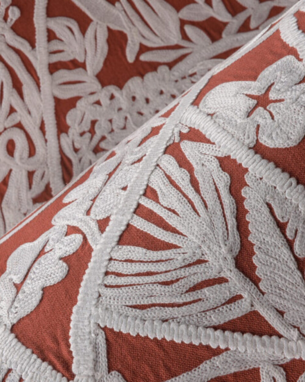 Arte La Perle embroidered pearl-effect textile wallcovering in coral (58536)