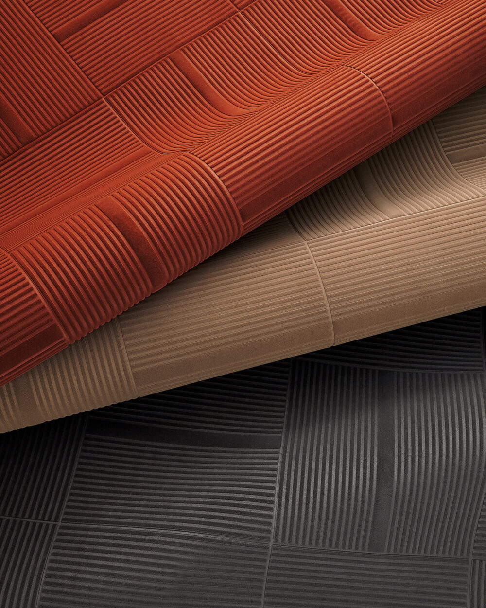 Phillip Jeffries Tufted Tiles velvet-embossed geometric wallcovering