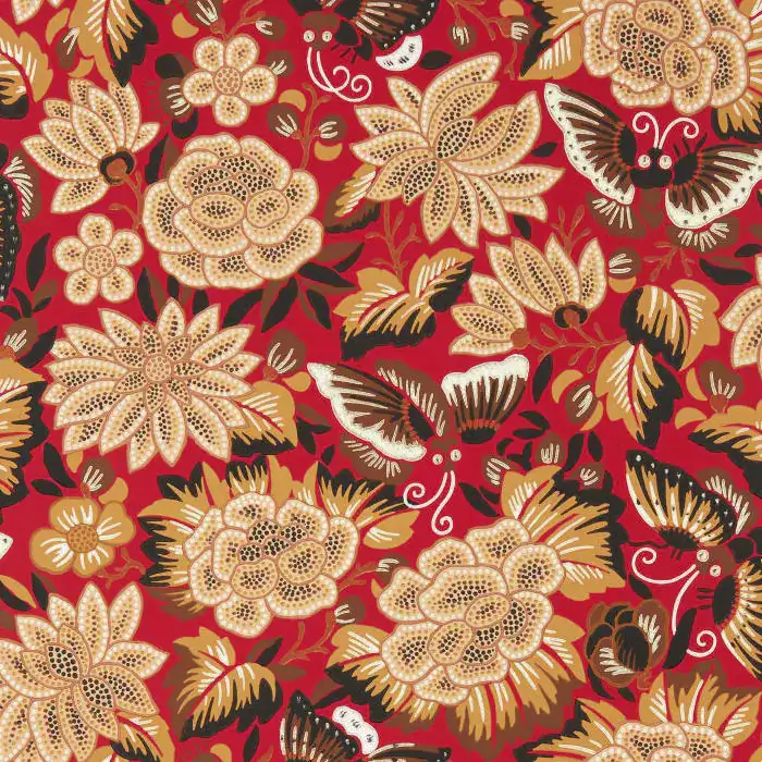 Amara Butterfly Wallpaper in Cinnabar & Ink Black by Sanderson