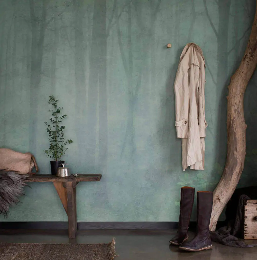 Scandi Wallpaper Skog Green by Sandberg