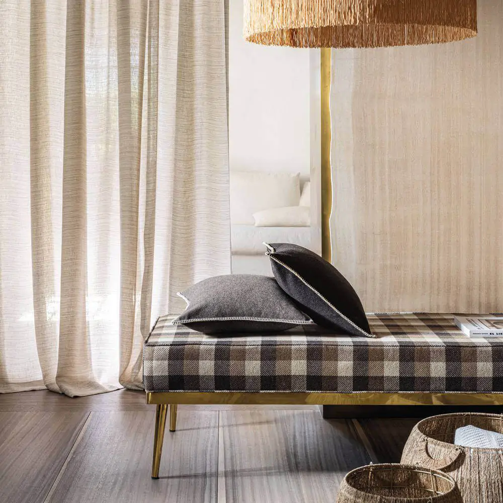 Subtle Styling with Check Fabric Placide Grenat from Casamance
