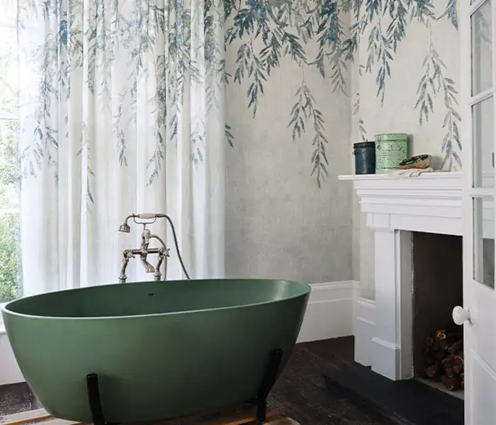 Hanging Leaves Botanical Aula Wallpaper & Fabric by Romo