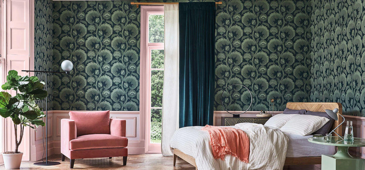 Fanfare Flock a Botanical Flock Wallpaper from Cole & Son