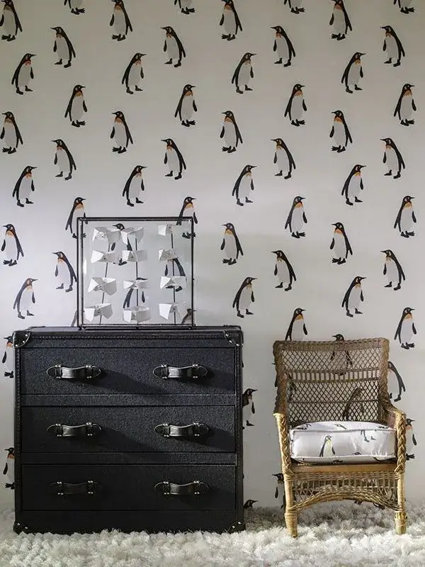 Childrens Flock Wallpaper Emperor Frost from Andrew Martin