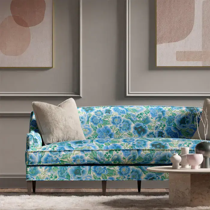 Harlequin x Diane Hill Marsha Velvet Fabric in Delft/Lagoon/Porcelain