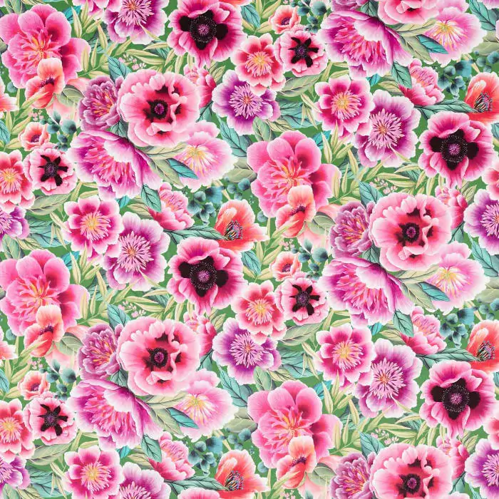 Harlequin x Diane Hill Marsha Velvet Fabric in Apple/Peony/Magenta