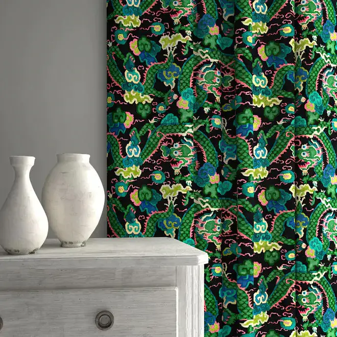 Linwood Double Dragon Velvet in Green