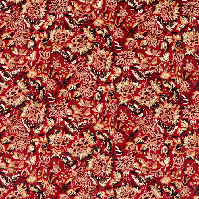 Sanderson Velvets Amara Butterfly Fabric in Cinnabar and Ink Black