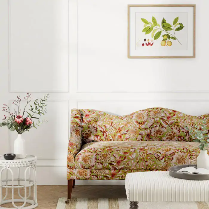 Sanderson Upholstery Fabric Amara Butterfly in Olive and Lotus Pink