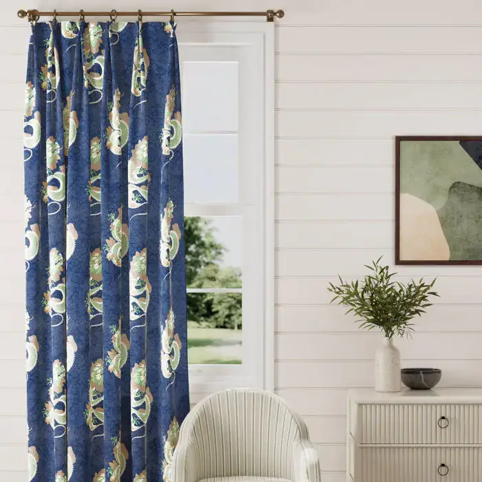 Sanderson Upholstery Velvet Water Dragon in Emperor Blue and Emerald