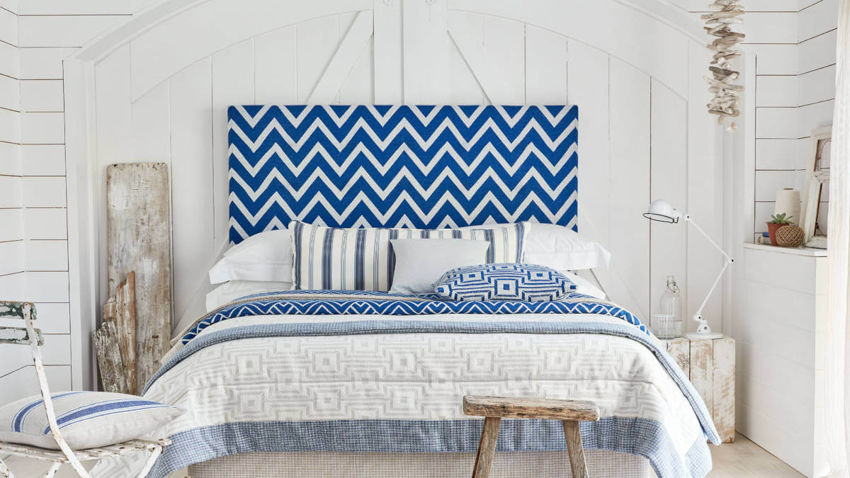 Chevron Cobalt Fabric Ian Mankin